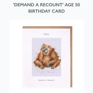 Funny Orangutan Birthday Card 50th "Demand A Recount" & Envelope